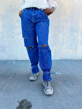 Load image into Gallery viewer, Ankle Tie Distressed Jeans- Medium Stone - So Underdressed
