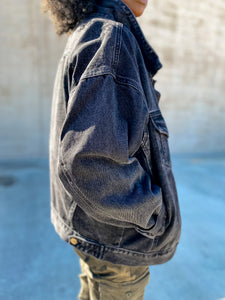 Boyfriend Oversized Denim Jacket- Charcoal Gray - So Underdressed