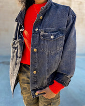 Load image into Gallery viewer, Boyfriend Oversized Denim Jacket- Charcoal Gray - So Underdressed
