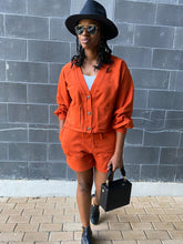 Load image into Gallery viewer, Cardigan and Shorts Set- Copper - So Underdressed
