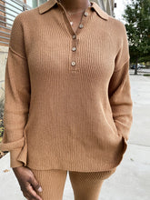 Load image into Gallery viewer, Collared Button Up Sweater Set- Camel - So Underdressed
