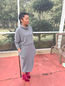 Cowl Neck Long Sleeve Dress - So Underdressed