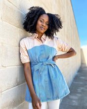 Load image into Gallery viewer, Denim Contrast Waist Tie Tunic - So Underdressed
