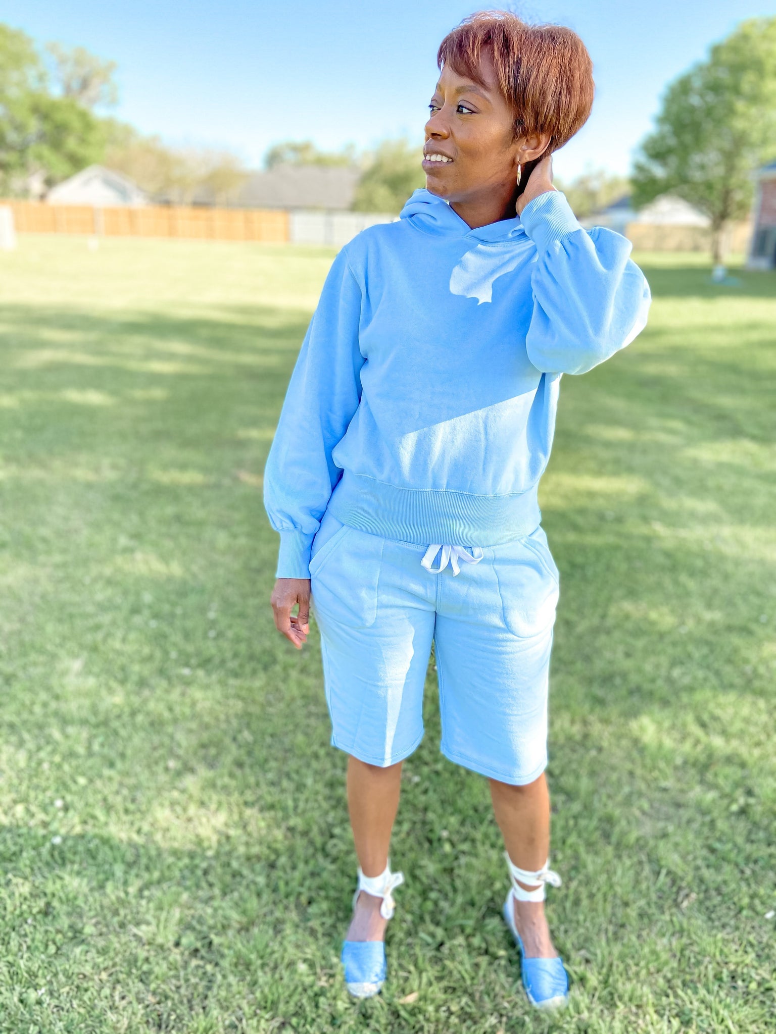 Hoodie Shorts Set Baby Blue So Underdressed