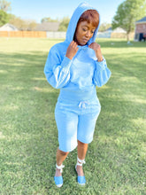 Load image into Gallery viewer, Hoodie Shorts Set- Baby Blue - So Underdressed
