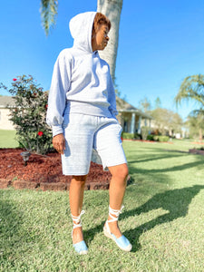 Hoodie Shorts Set- Heather Gray - So Underdressed