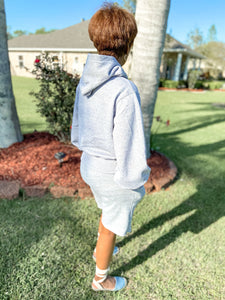 Hoodie Shorts Set- Heather Gray - So Underdressed