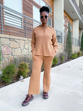 Load image into Gallery viewer, Collared Button Up Sweater Set- Camel
