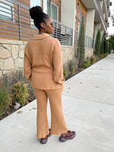 Load image into Gallery viewer, Collared Button Up Sweater Set- Camel- FINAL SALE
