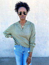 Load image into Gallery viewer, Lightweight Knit Polo Sweater- Olive - So Underdressed
