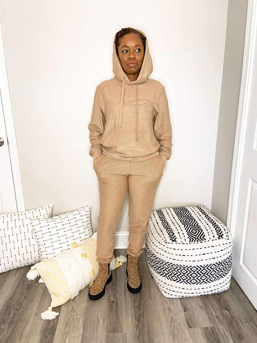 Off Duty Hoodie Set-Taupe - So Underdressed