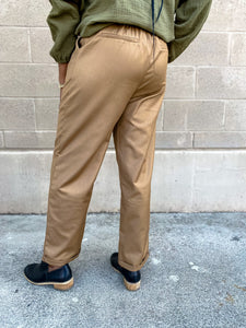 Pleated Straight Leg Pants- Camel - So Underdressed