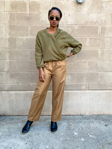 Pleated Straight Leg Pants- Camel - So Underdressed