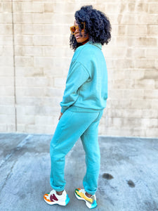 Polo Sweatshirt and Relaxed Fit Joggers- Sage - So Underdressed