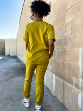 Load image into Gallery viewer, Short Sleeve Top and Jogger Set- Olive Mustard (Available in Plus) - So Underdressed
