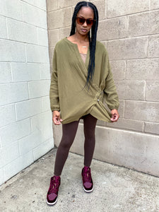 Side Button Long Sleeve Oversized Shirt - So Underdressed