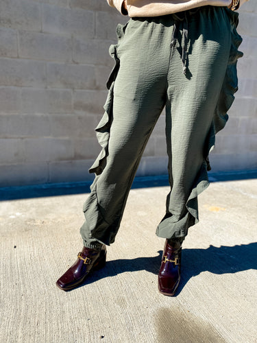 Side Ruffle Joggers (Available in Plus) - So Underdressed