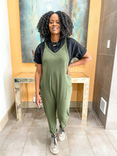 Load image into Gallery viewer, Sleeveless Harem Jumpsuit- Olive - So Underdressed

