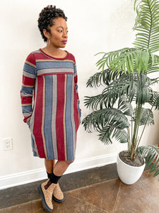 Striped Long Sleeve Shift Dress - So Underdressed