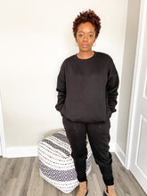 Load image into Gallery viewer, The Pocket Crew Neck Sweat Set-Black - So Underdressed
