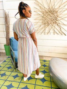 Vacation Ready Striped Button Down Dress - So Underdressed