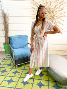 Vacation Ready Striped Button Down Dress - So Underdressed